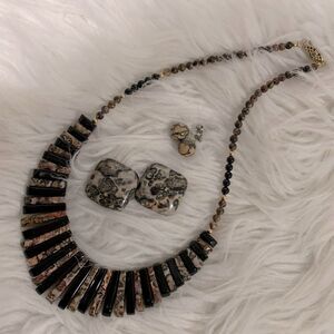 GEMSTONE set 2 earrings & necklace vintage women’s